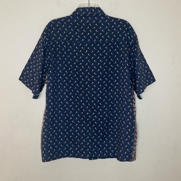 The Golden State Japanese Brand Remi Relief Paisley Short Sleeve Navy Shirt L - Picture 7 of 7